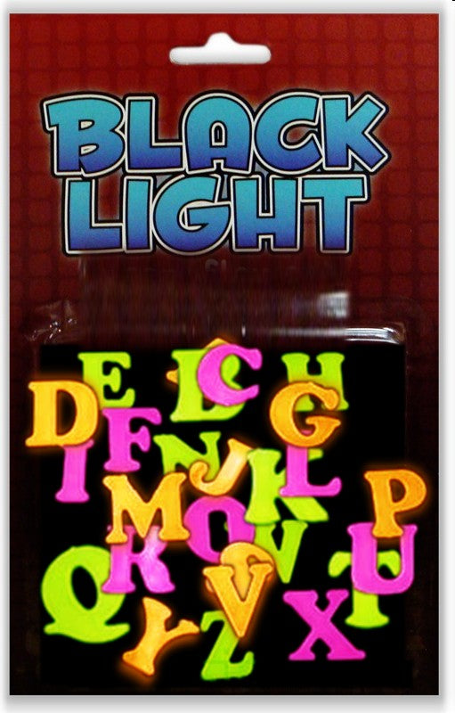 Neon Rainbow Alphabet Black Light Reactive Wall Decoration (25 pcs)