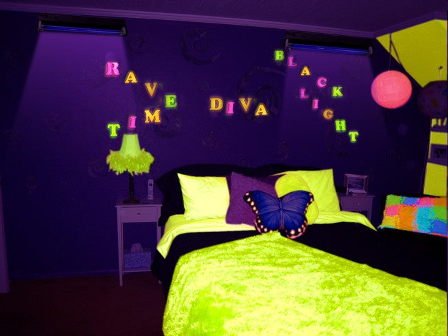 Neon Rainbow Alphabet Black Light Reactive Wall Decoration (25 pcs)