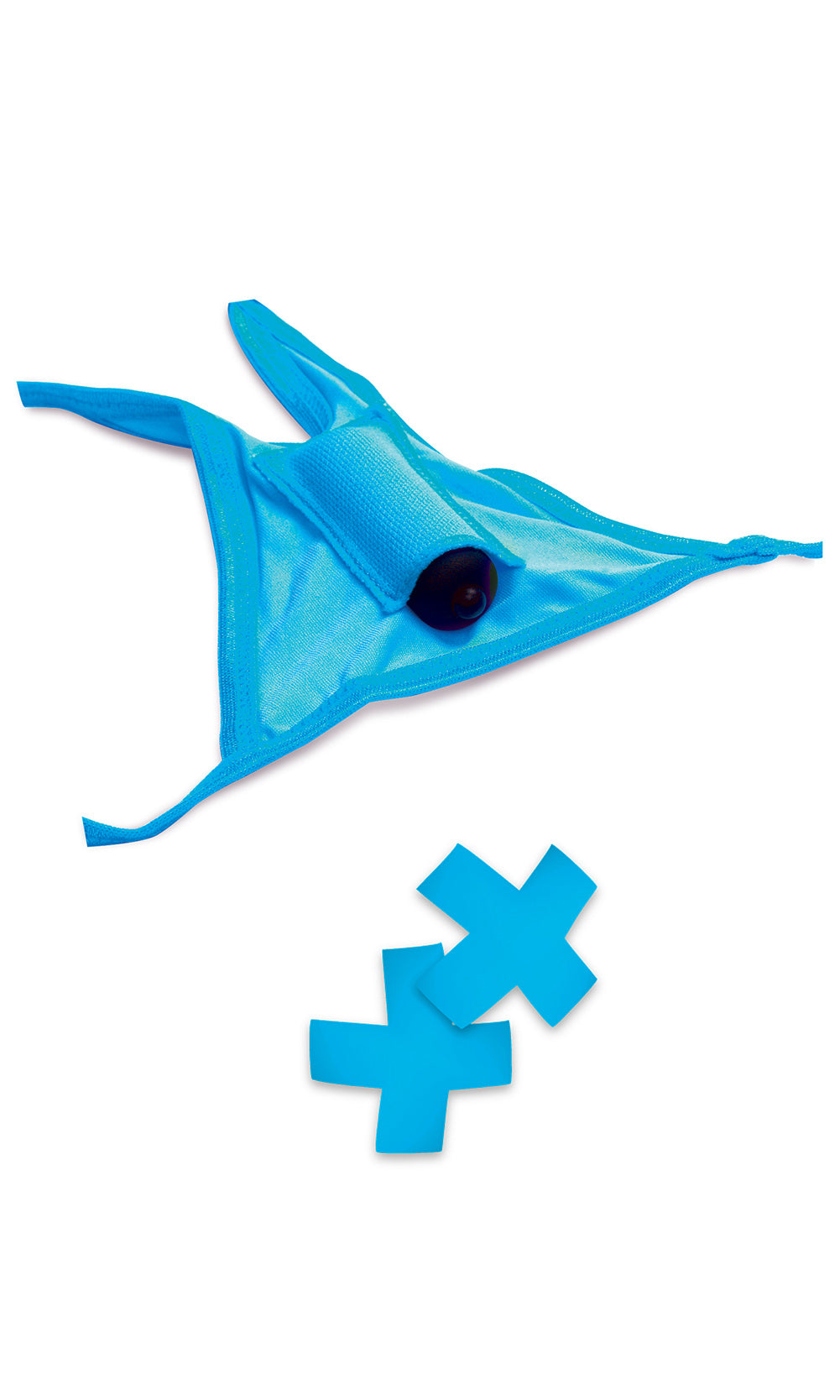 Neon Vibrating Crotchless Panty and Pasties Set Light Blue