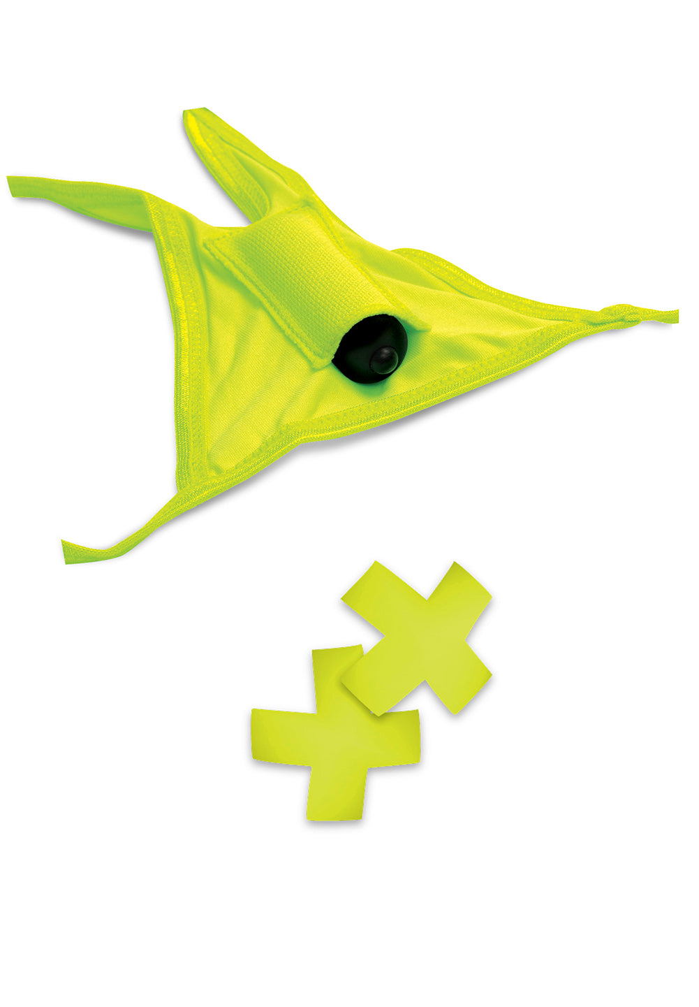 Neon Vibrating Crotchless Panty and Pasties Set Yellow