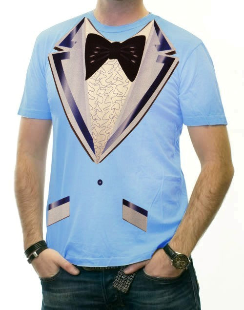 Old Skool Ruffled Light Blue Tuxedo T-Shirt