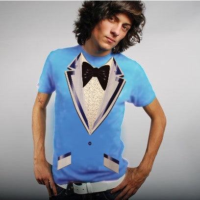 Old Skool Ruffled Light Blue Tuxedo T-Shirt