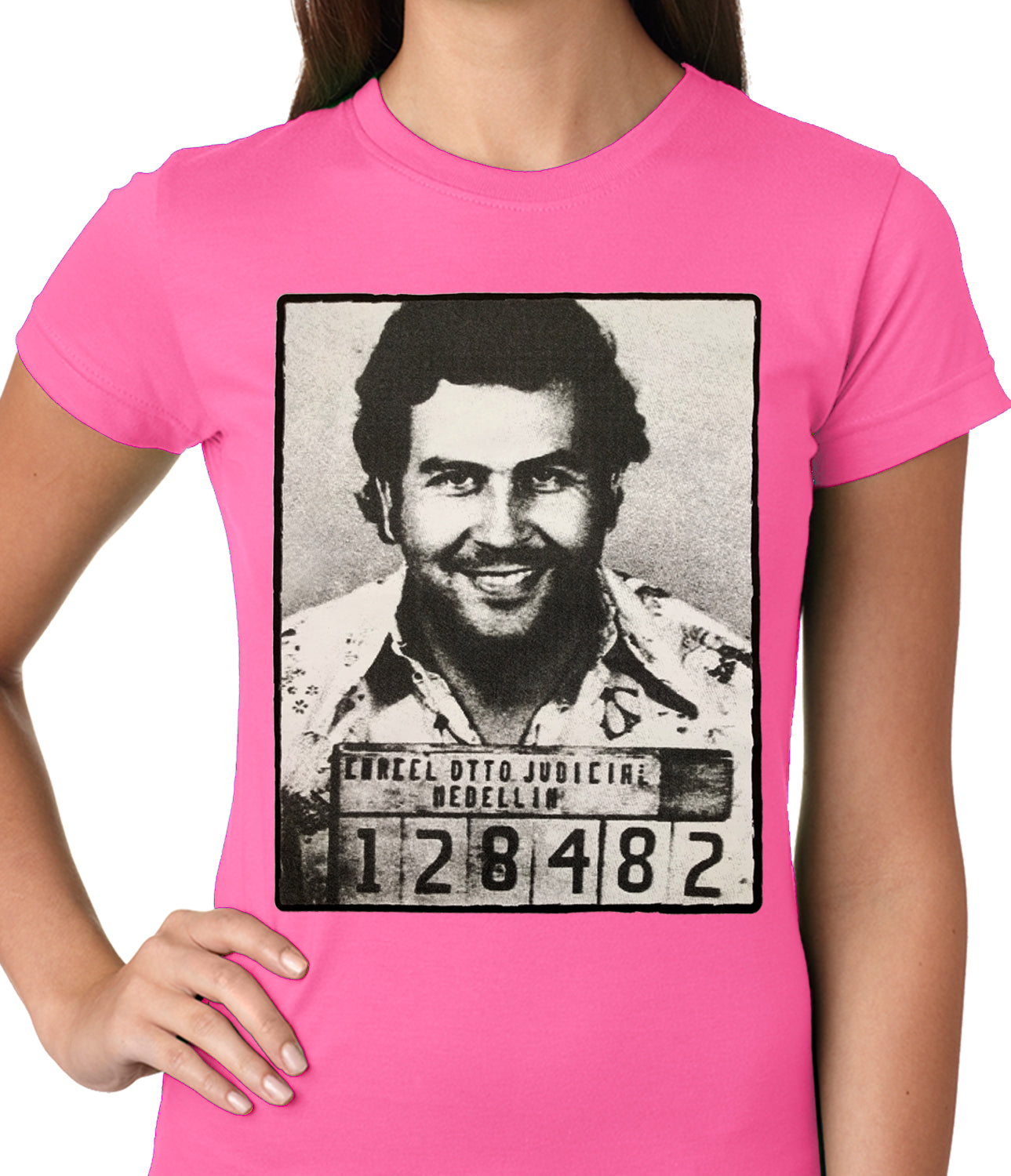 Pablo Escobar Smiling Mug Shot Ladies T-shirt