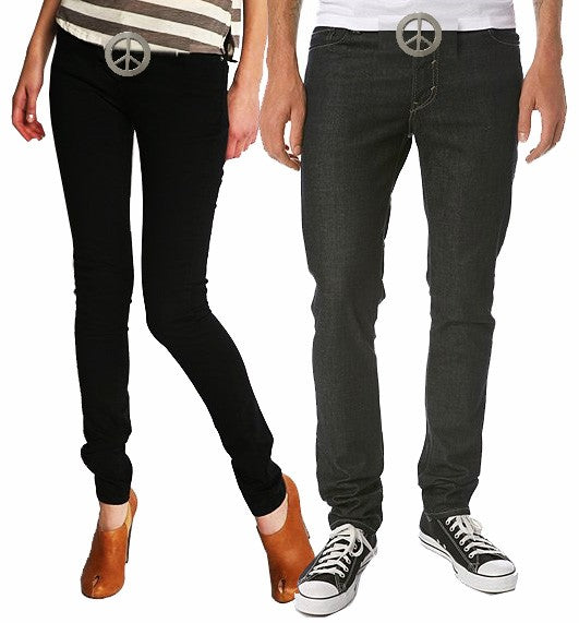 Peace Sign Belt Buckle With FREE Leather Belt
