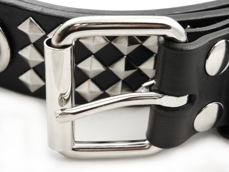 Peace Sign Pyramid Studded Leather Belt