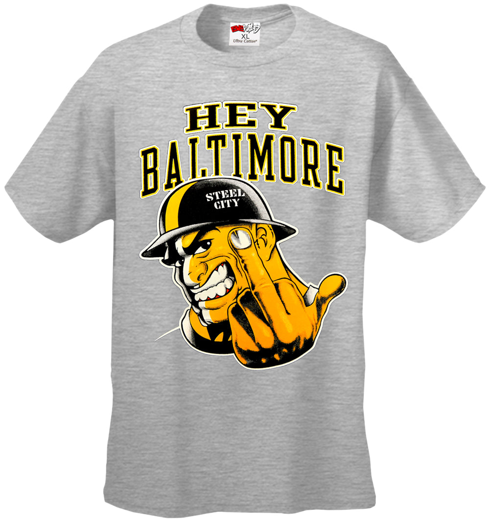 Hey Baltimore - Pittsburgh guy with Middle Finger Mens T-shirt