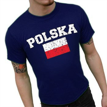 Poland "Polska" Vintage Flag International Mens T-Shirt