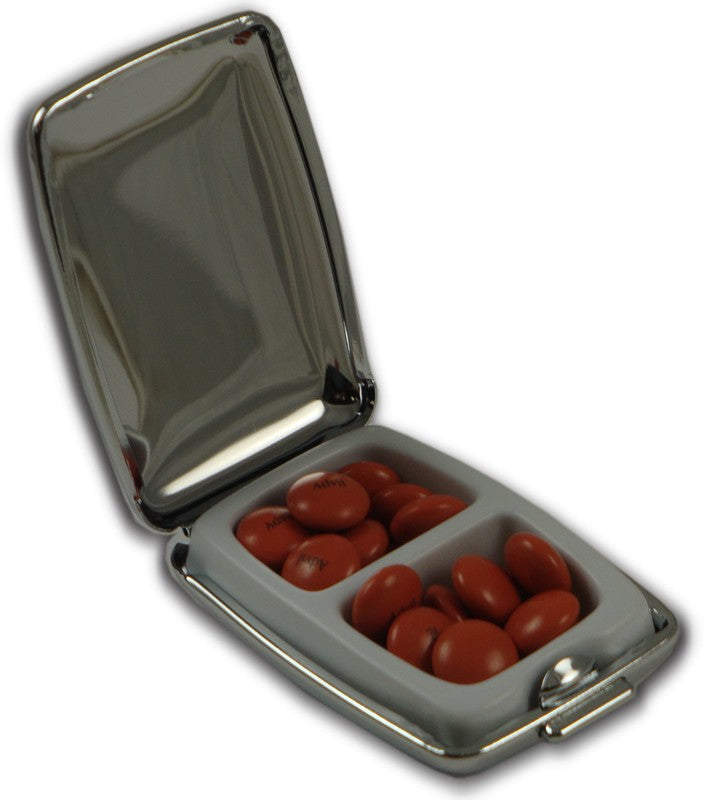 Polished Chrome 2 Compartment Pill Box