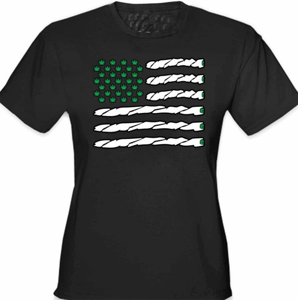 Pot American Flag Girl's T-Shirt