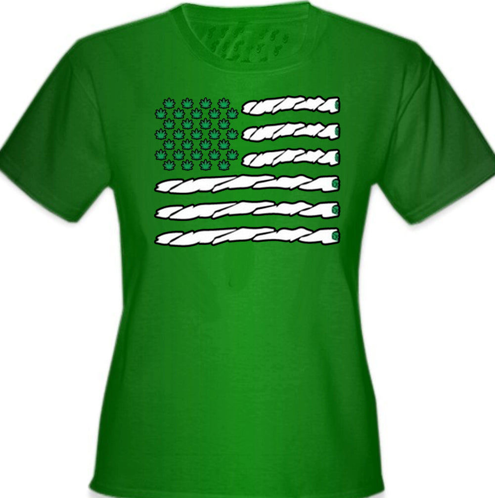 Pot American Flag Girl's T-Shirt