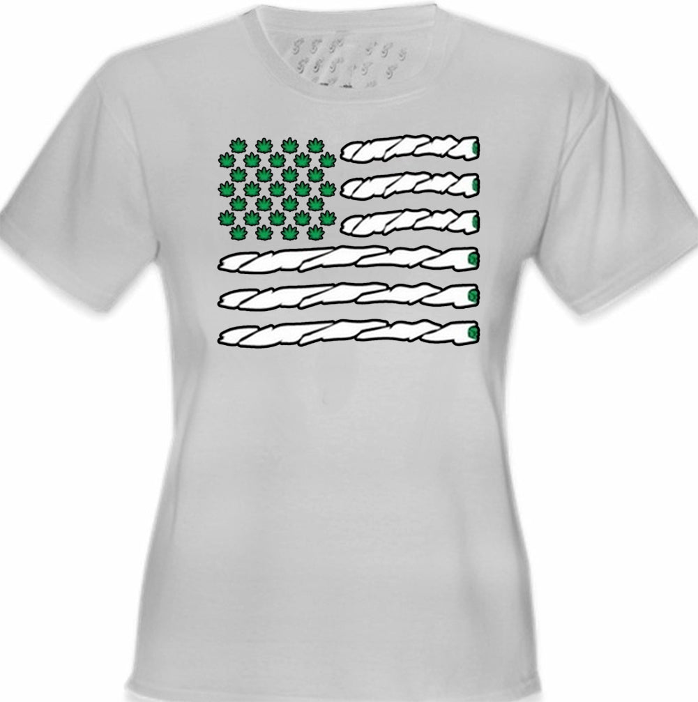 Pot American Flag Girl's T-Shirt