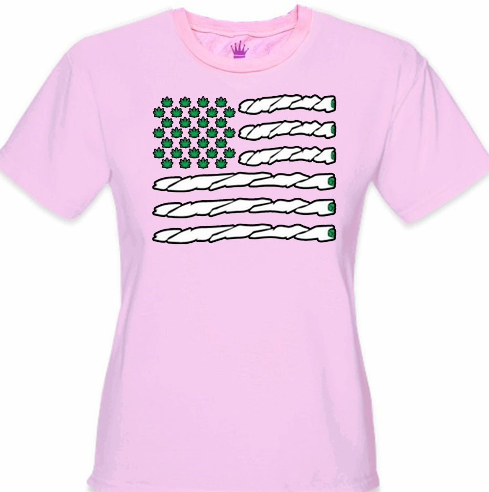 Pot American Flag Girl's T-Shirt