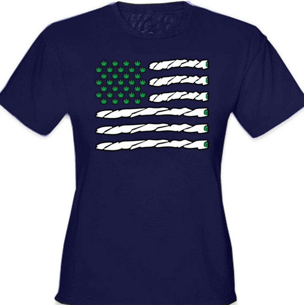 Pot American Flag Girl's T-Shirt