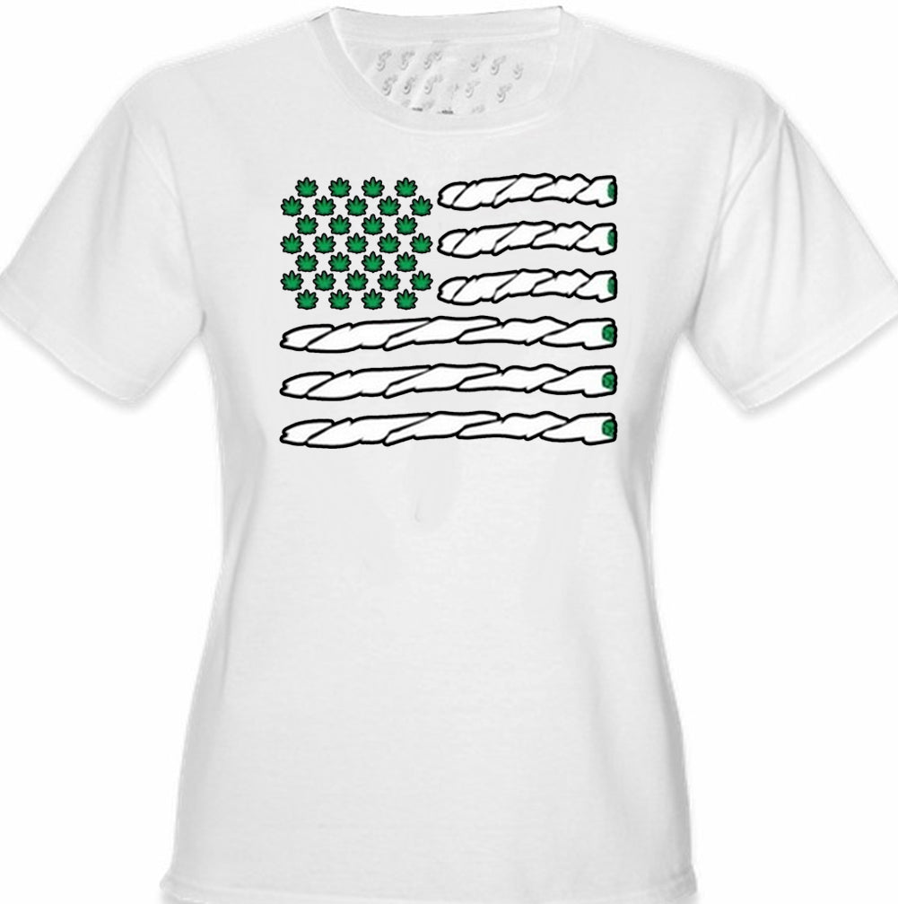 Pot American Flag Girl's T-Shirt