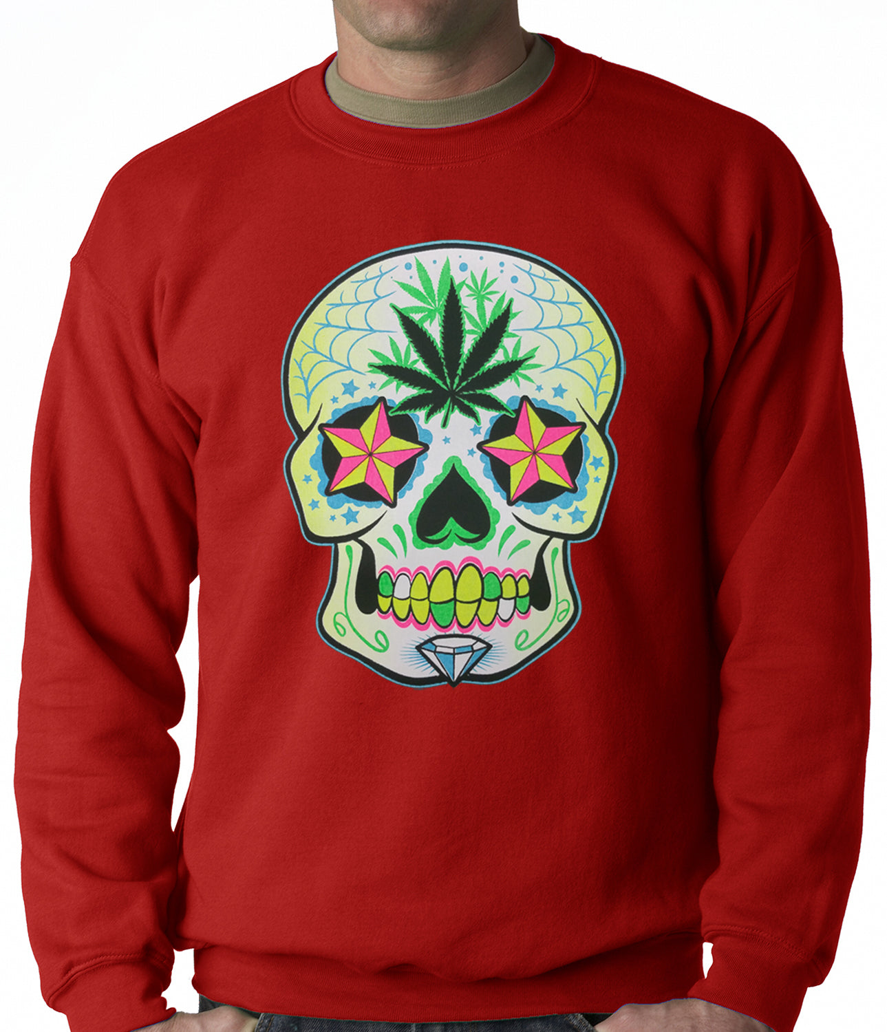 Pot Leaf Sugar Skull Crewneck