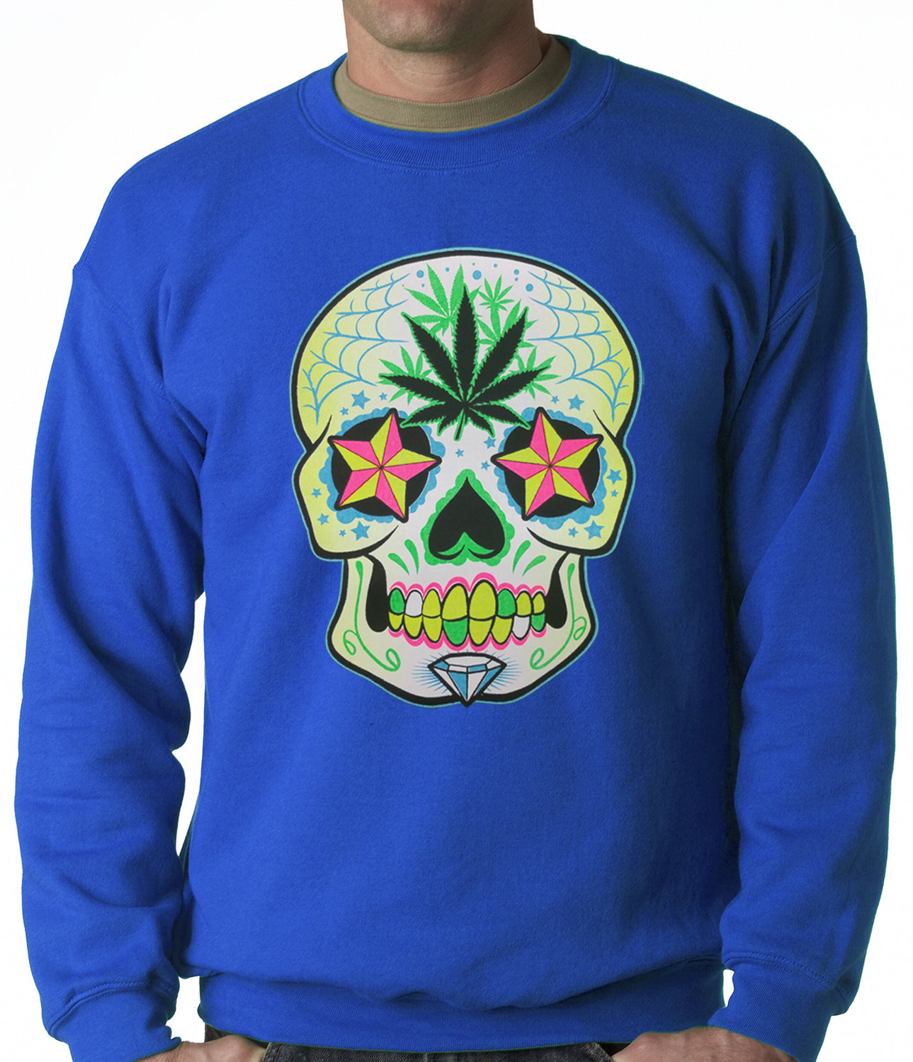 Pot Leaf Sugar Skull Crewneck