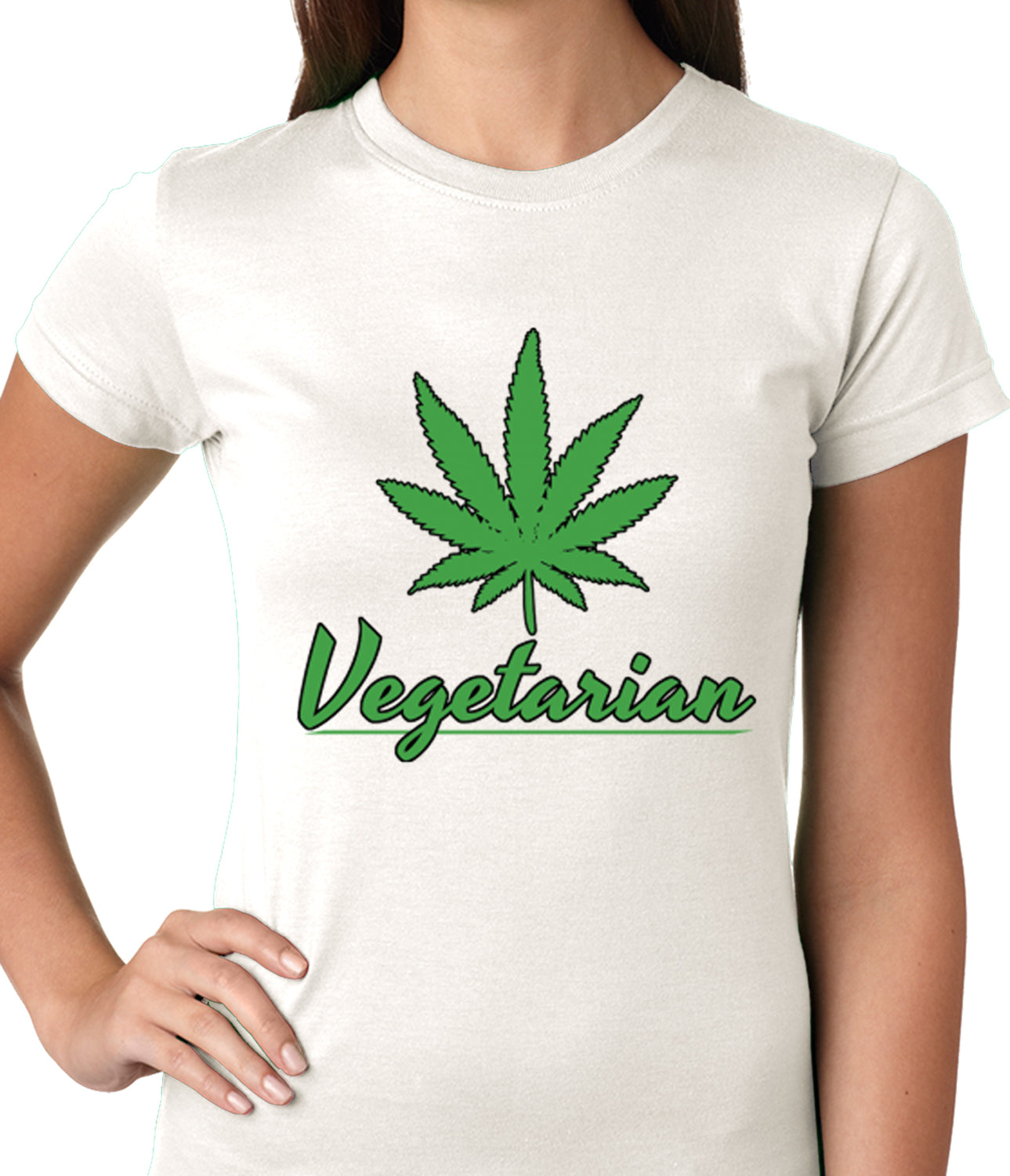 Pot Leaf Vegetarian Ladies T-shirt