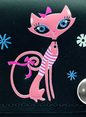 Pretty Pink Kitty Genuine Leather Chain Wallet