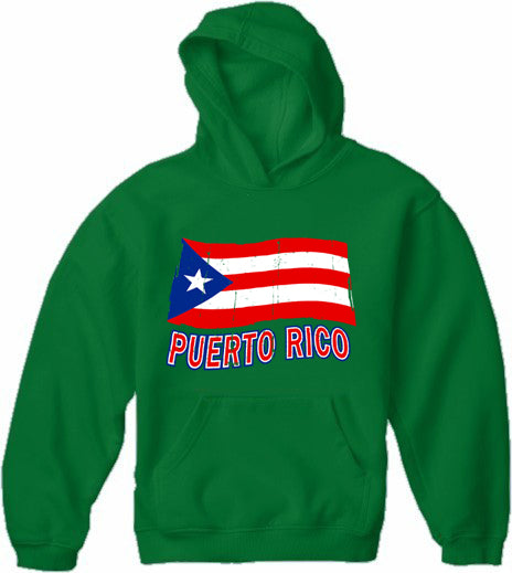 Puerto Rico Vintage Waving Flag Adult Hoodie
