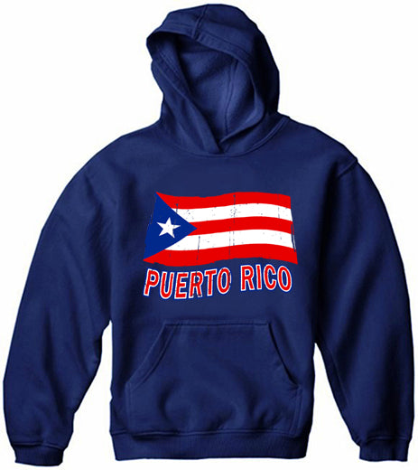 Puerto Rico Vintage Waving Flag Adult Hoodie