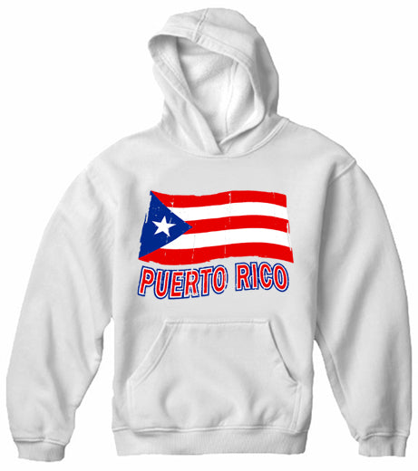 Puerto Rico Vintage Waving Flag Adult Hoodie