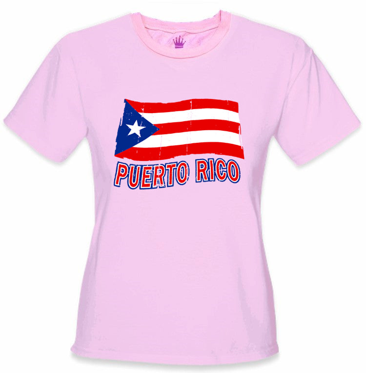Puerto Rico Vintage Waving Flag Girl's T-Shirt
