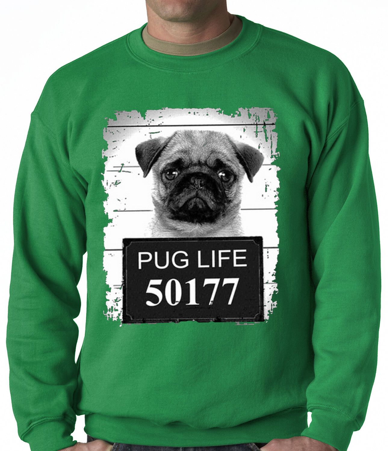 Mug Shot Pug Life Funny Adult Crewneck