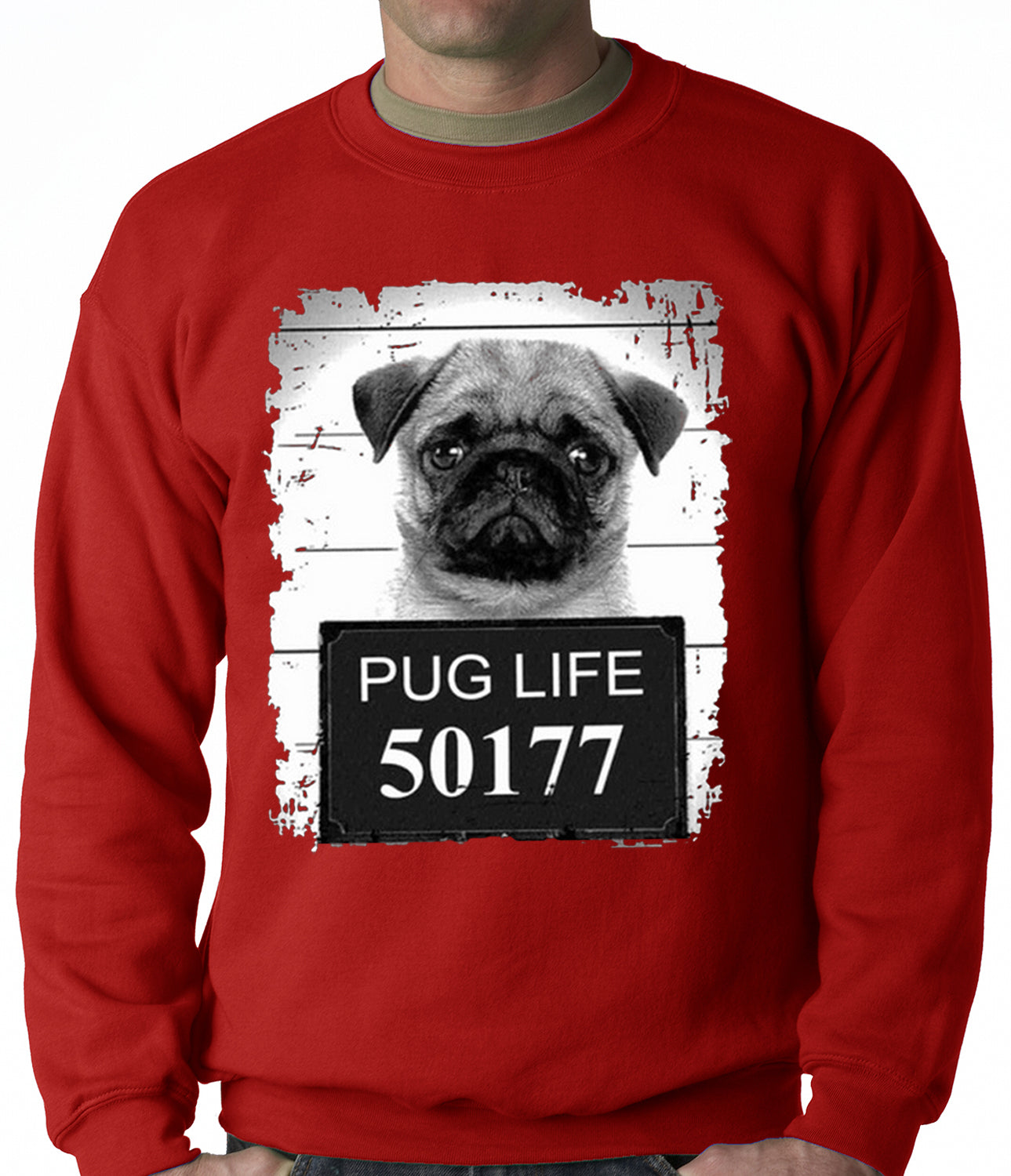 Mug Shot Pug Life Funny Adult Crewneck