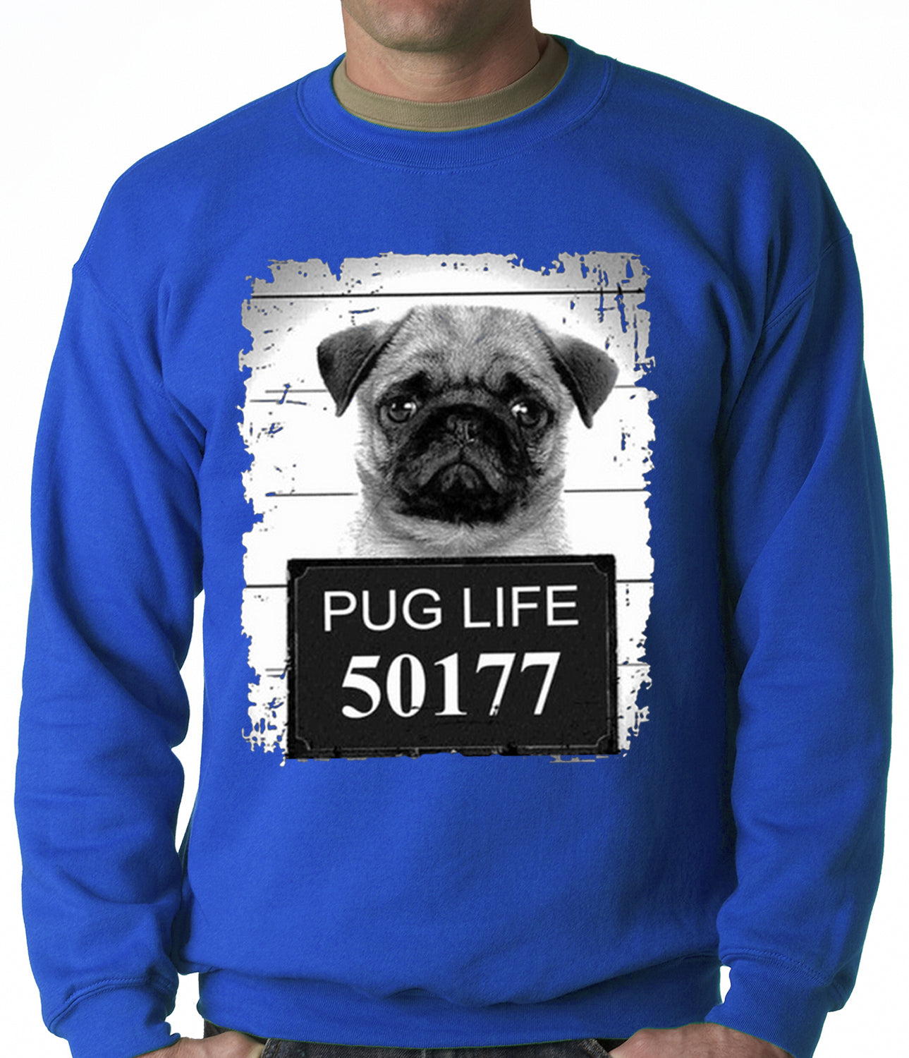 Mug Shot Pug Life Funny Adult Crewneck