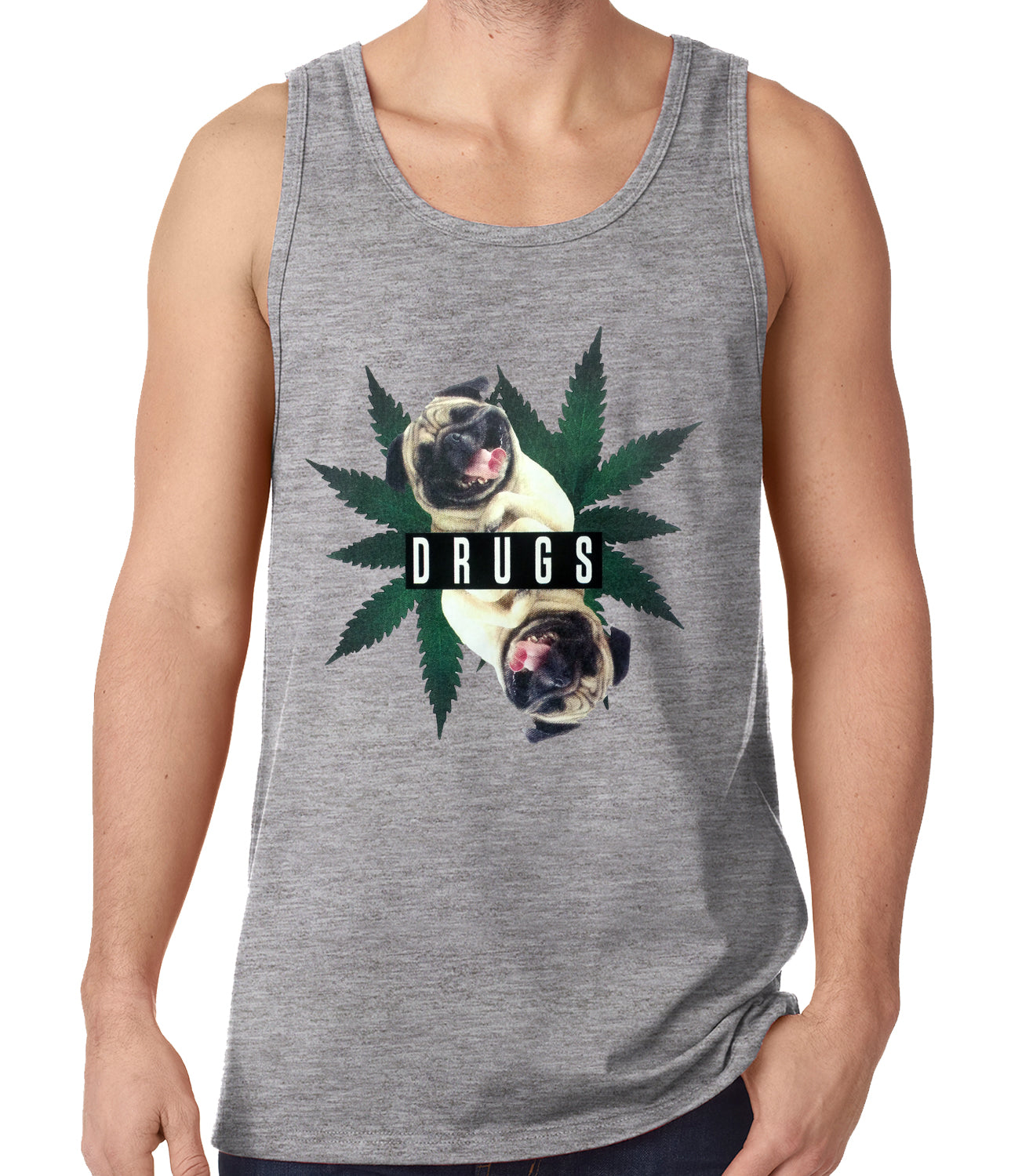 Pugs and Drugs Pot Leaf Tank Top