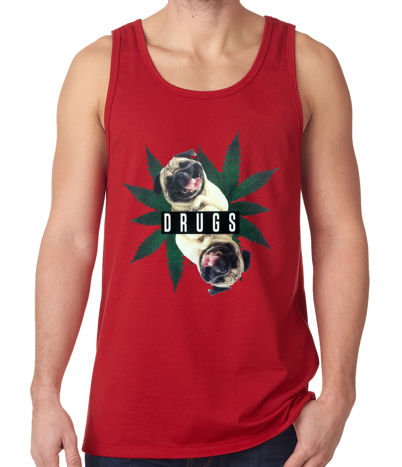 Pugs and Drugs Pot Leaf Tank Top