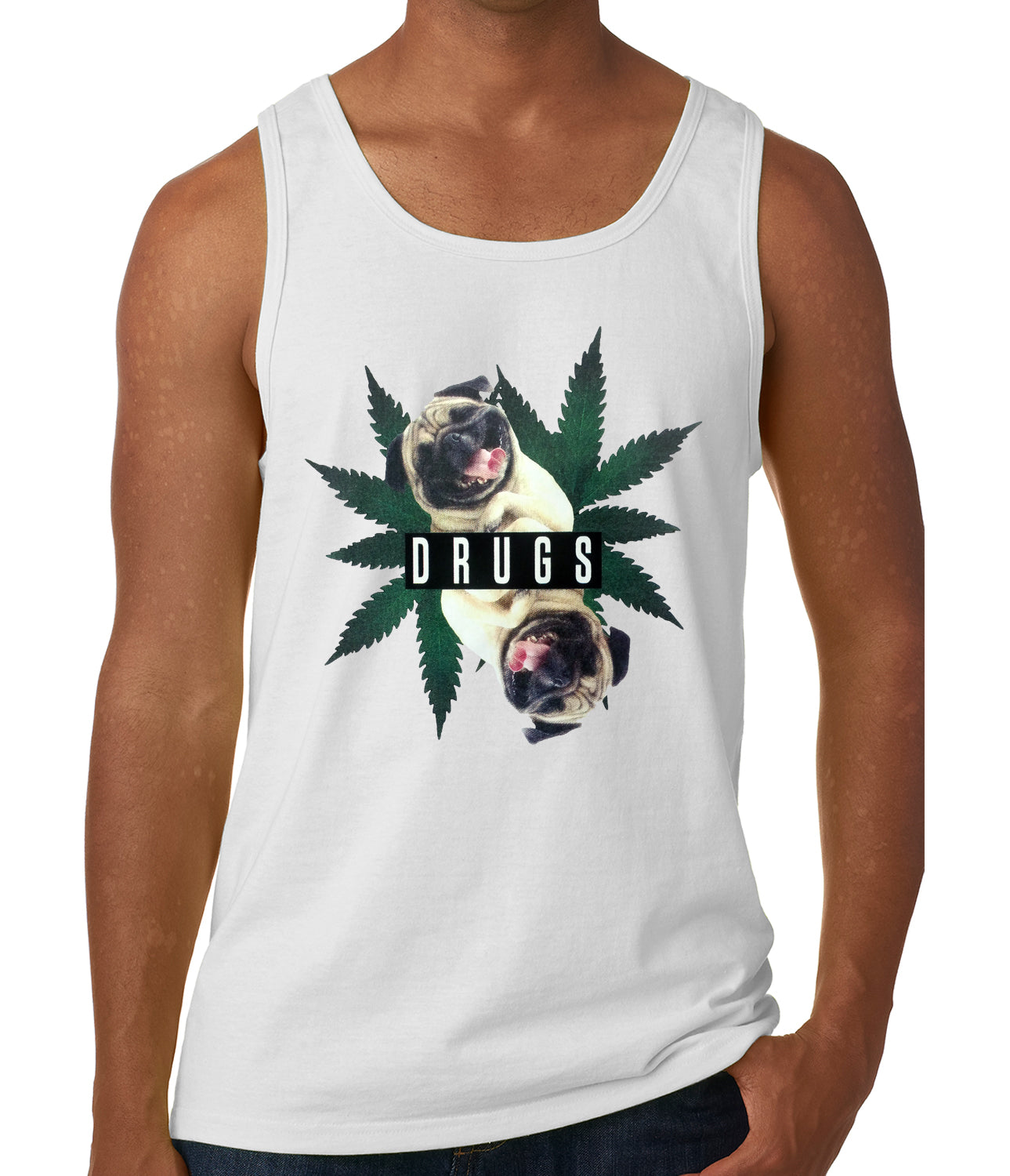 Pugs and Drugs Pot Leaf Tank Top