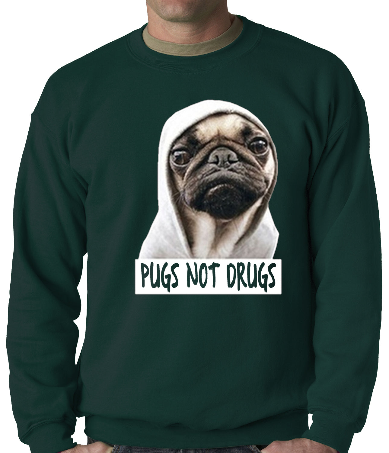 Pugs Not Drugs Crewneck Sweatshirt