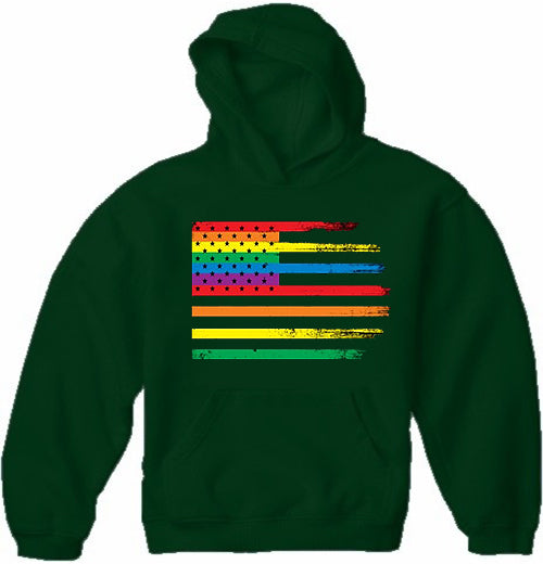 Rainbow Pride American Vintage Flag Adult Hoodie