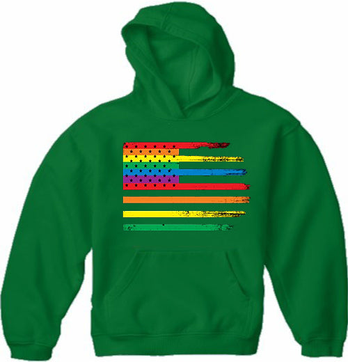 Rainbow Pride American Vintage Flag Adult Hoodie