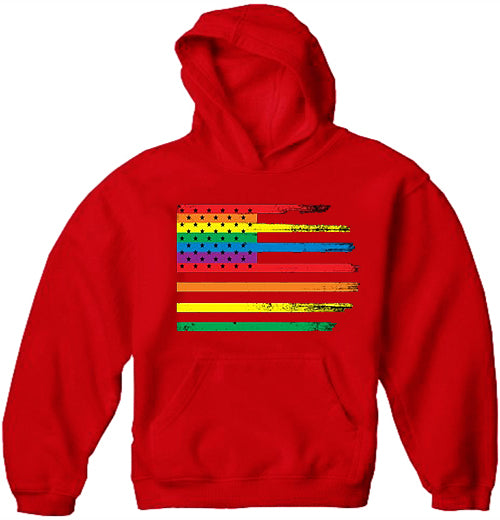 Rainbow Pride American Vintage Flag Adult Hoodie