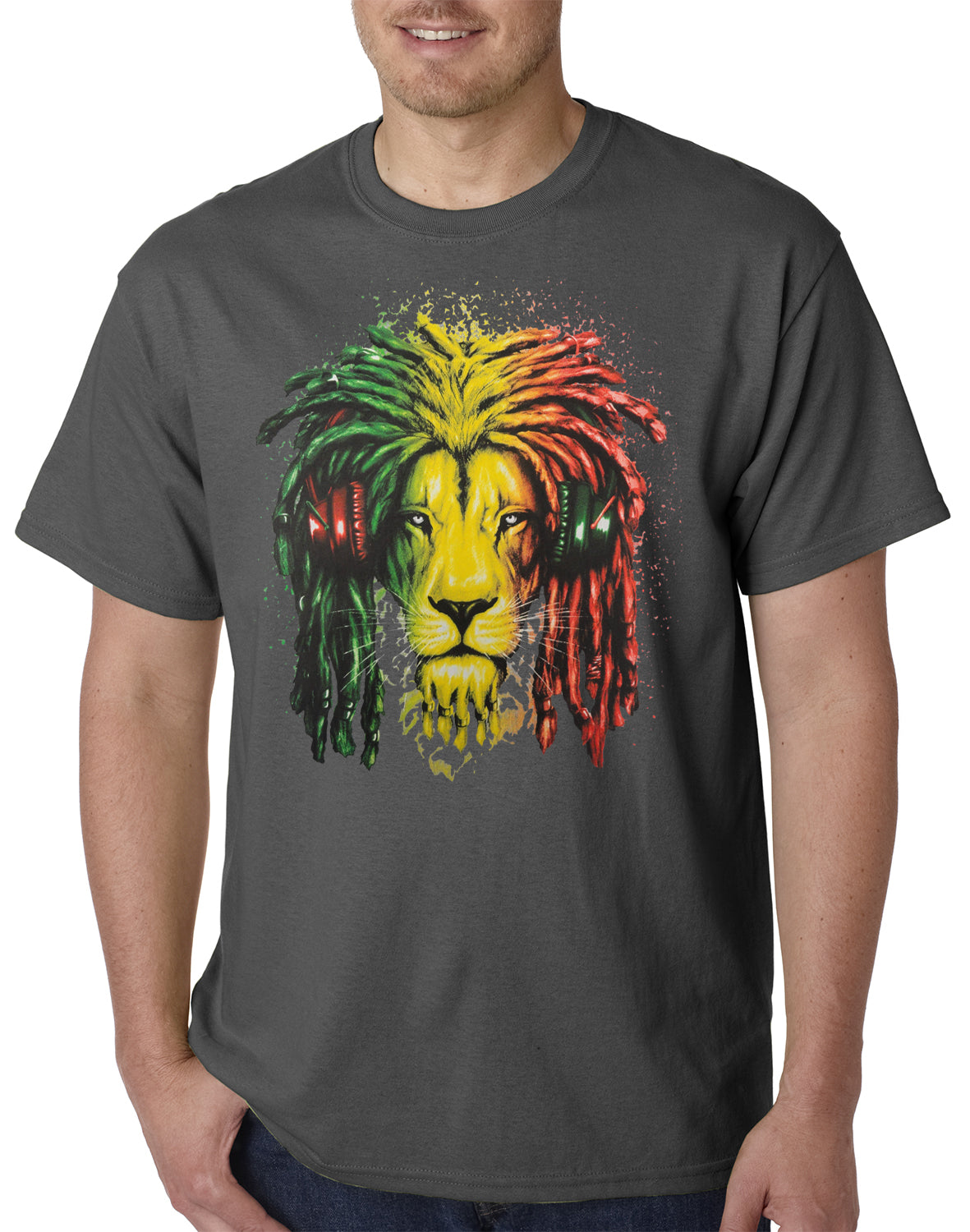 Rasta Colored Lion Mens T-shirt
