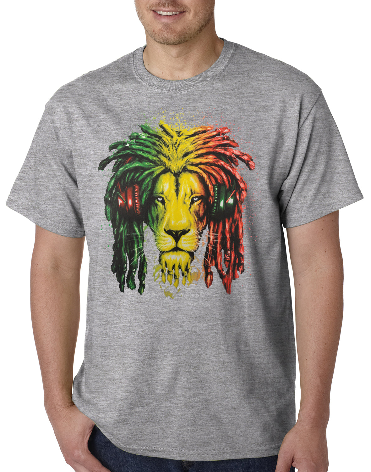 Rasta Colored Lion Mens T-shirt