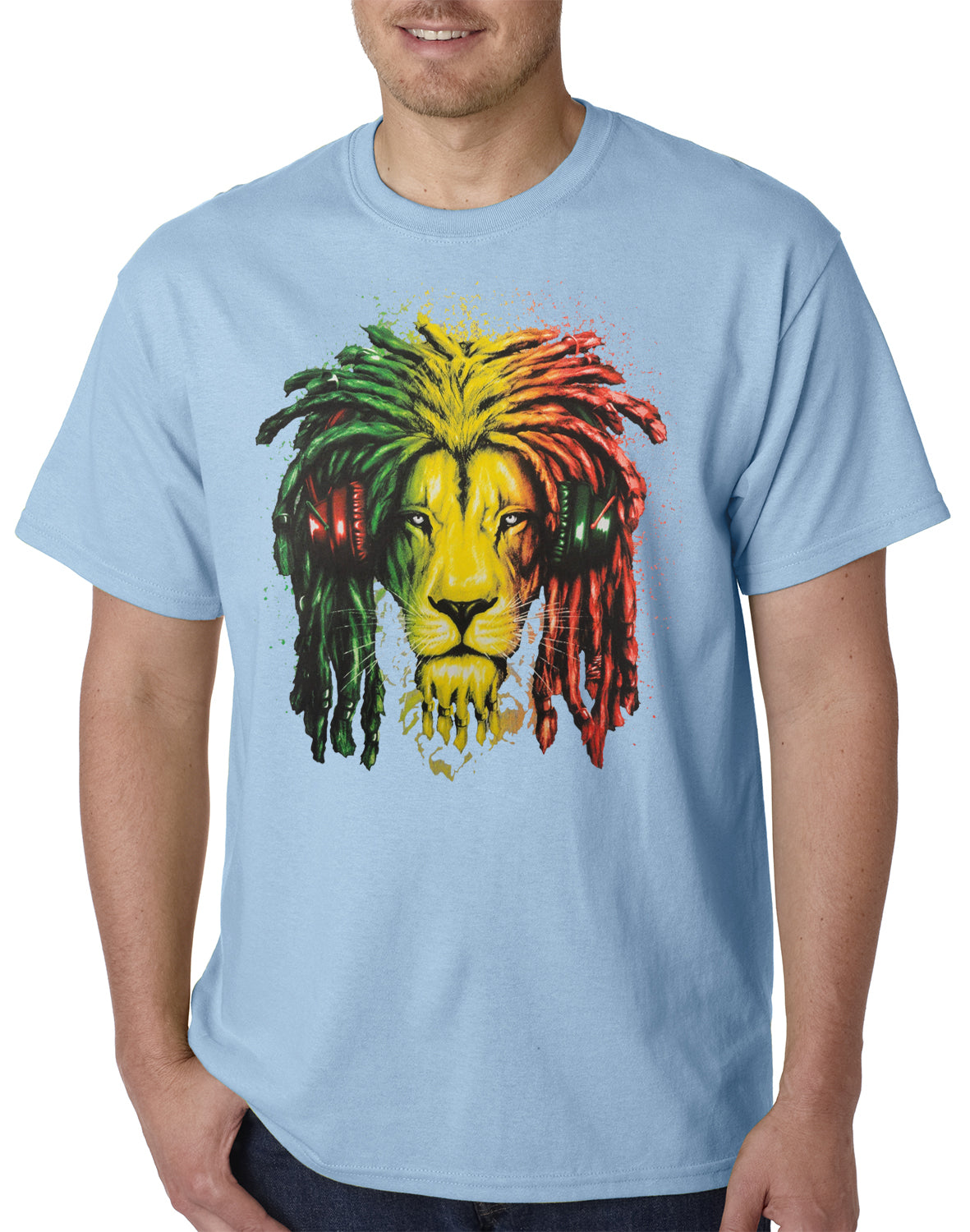 Rasta Colored Lion Mens T-shirt