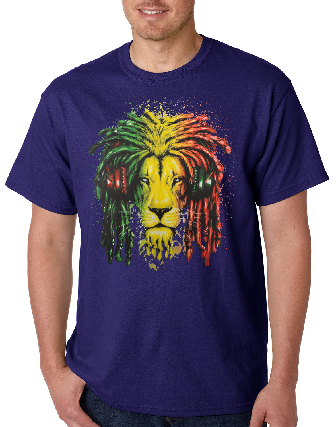 Rasta Colored Lion Mens T-shirt