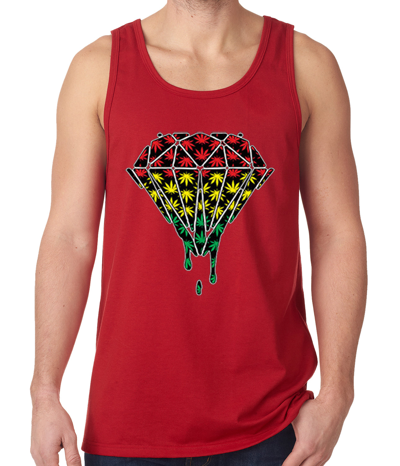 Rasta Pot Leaf Diamond Tank Top