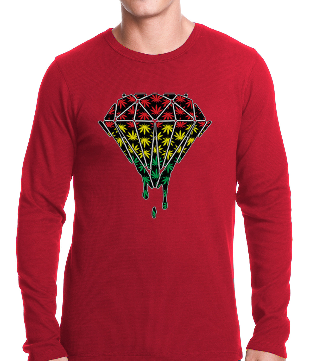 Rasta Pot Leaf Diamond Thermal Shirt