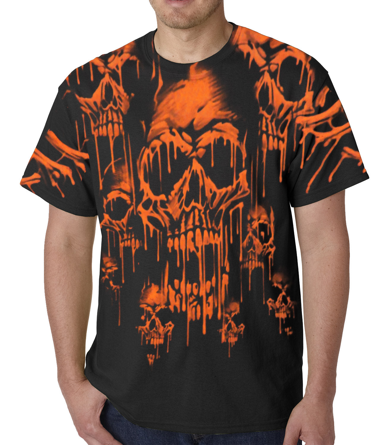 Red Skulls Acid Rain Mens T-shirt