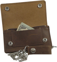 Rustic Brown Leather 6" Biker Chain Wallet