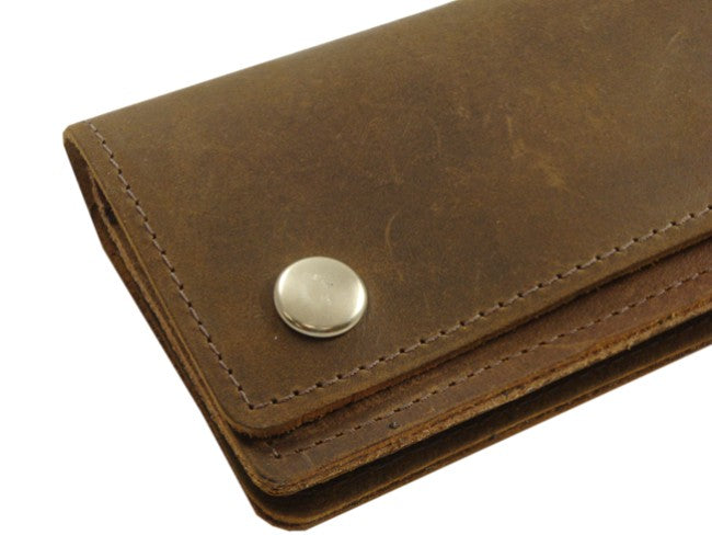 Rustic Brown Leather 6" Biker Chain Wallet