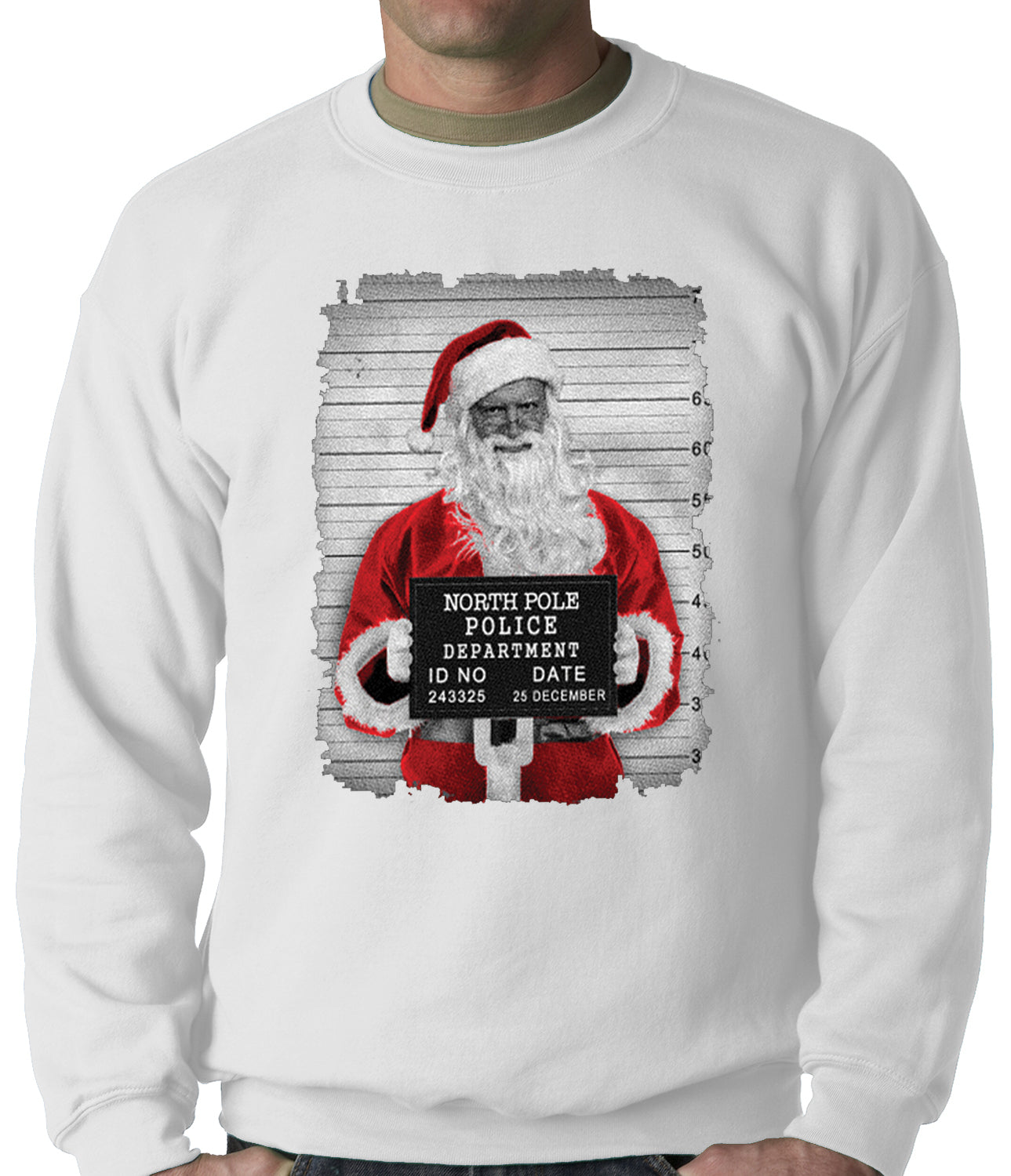 Santa Mug Shot Funny Adult Crewneck