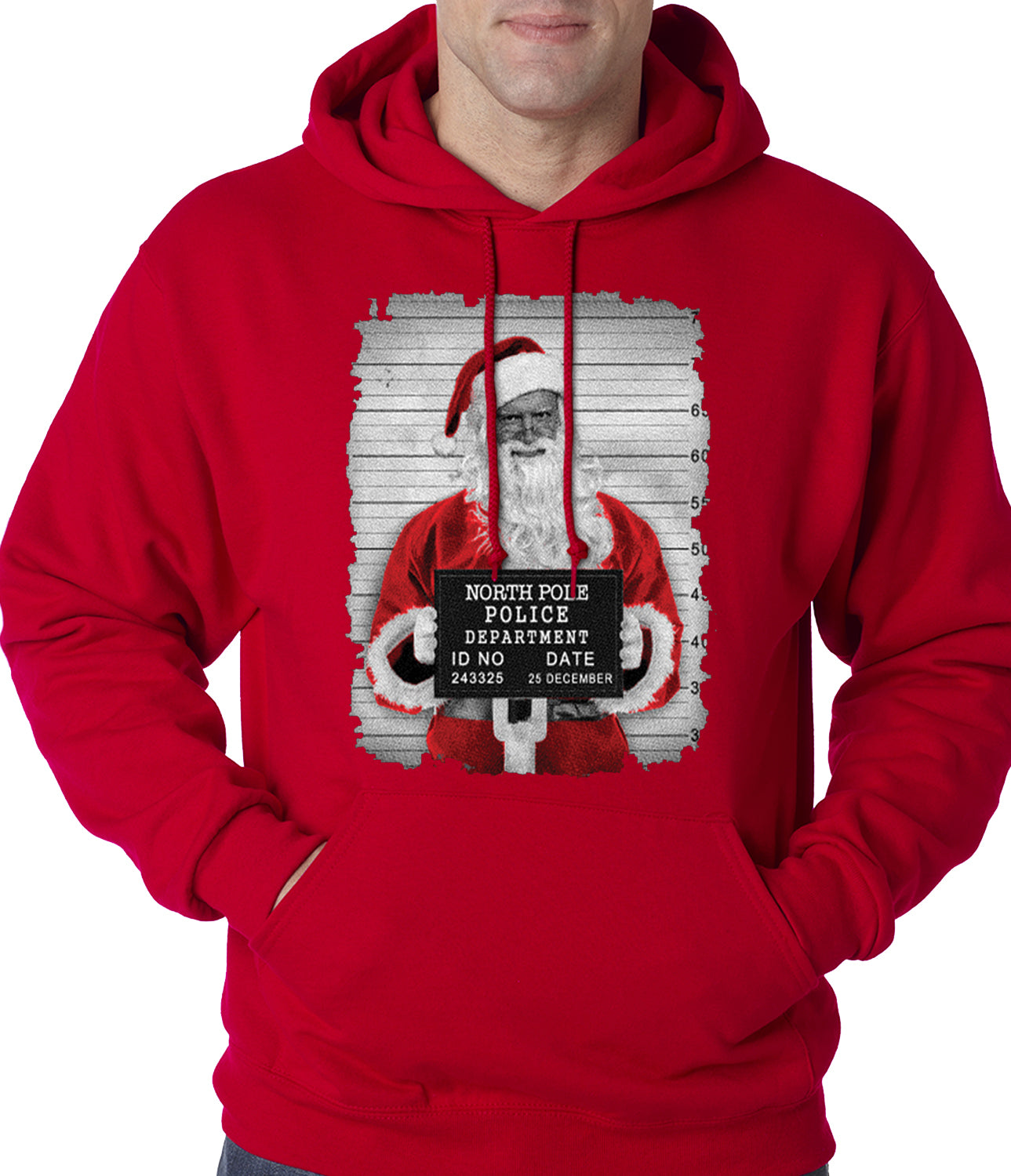 Santa Mug Shot Funny Adult Hoodie