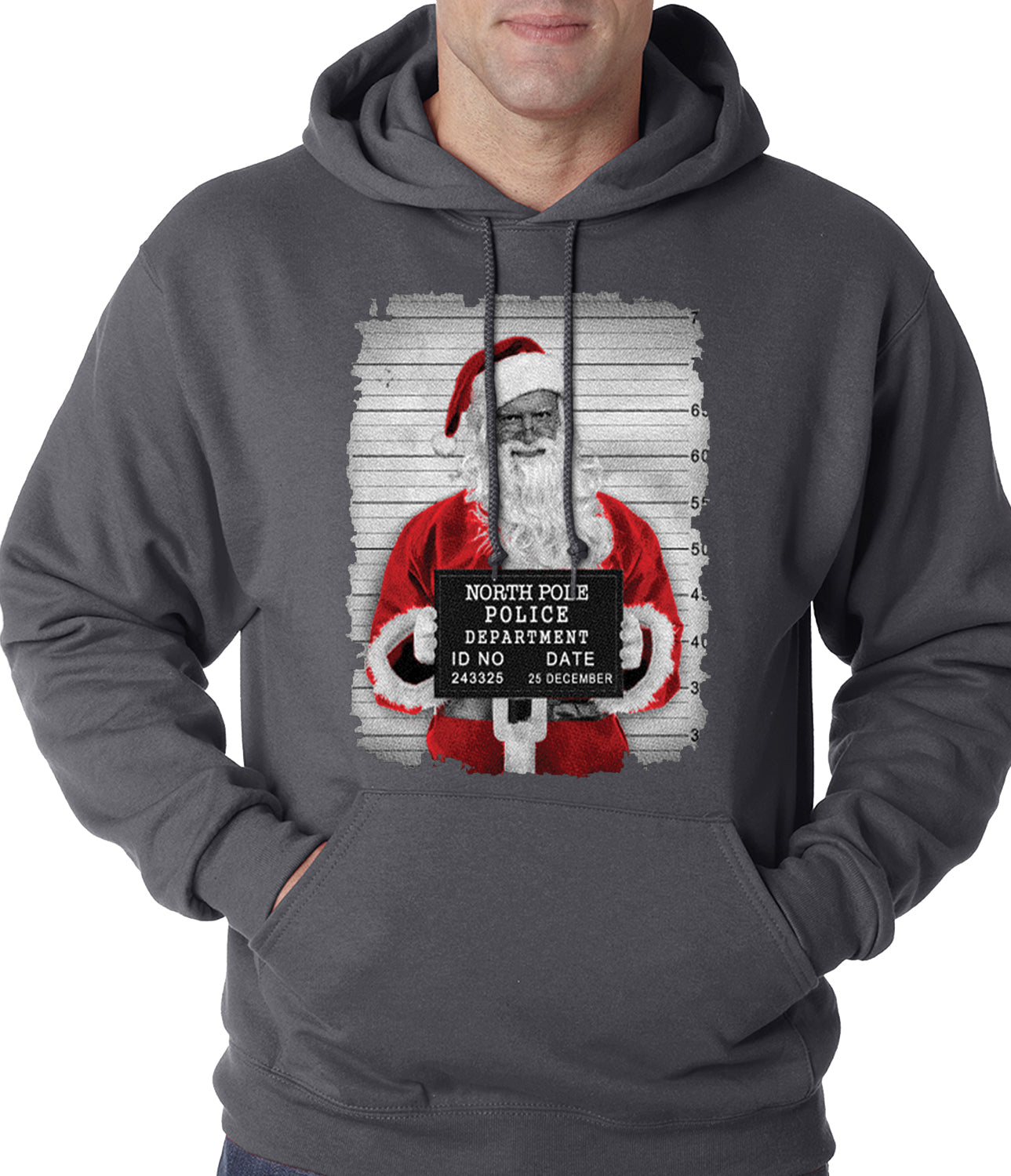 Santa Mug Shot Funny Adult Hoodie
