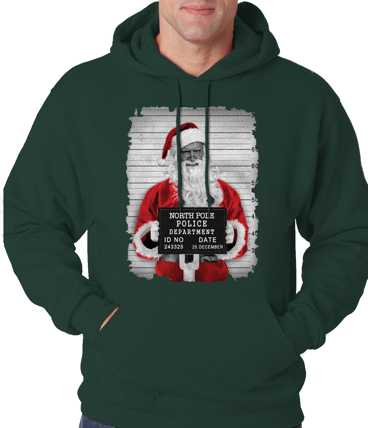 Santa Mug Shot Funny Adult Hoodie