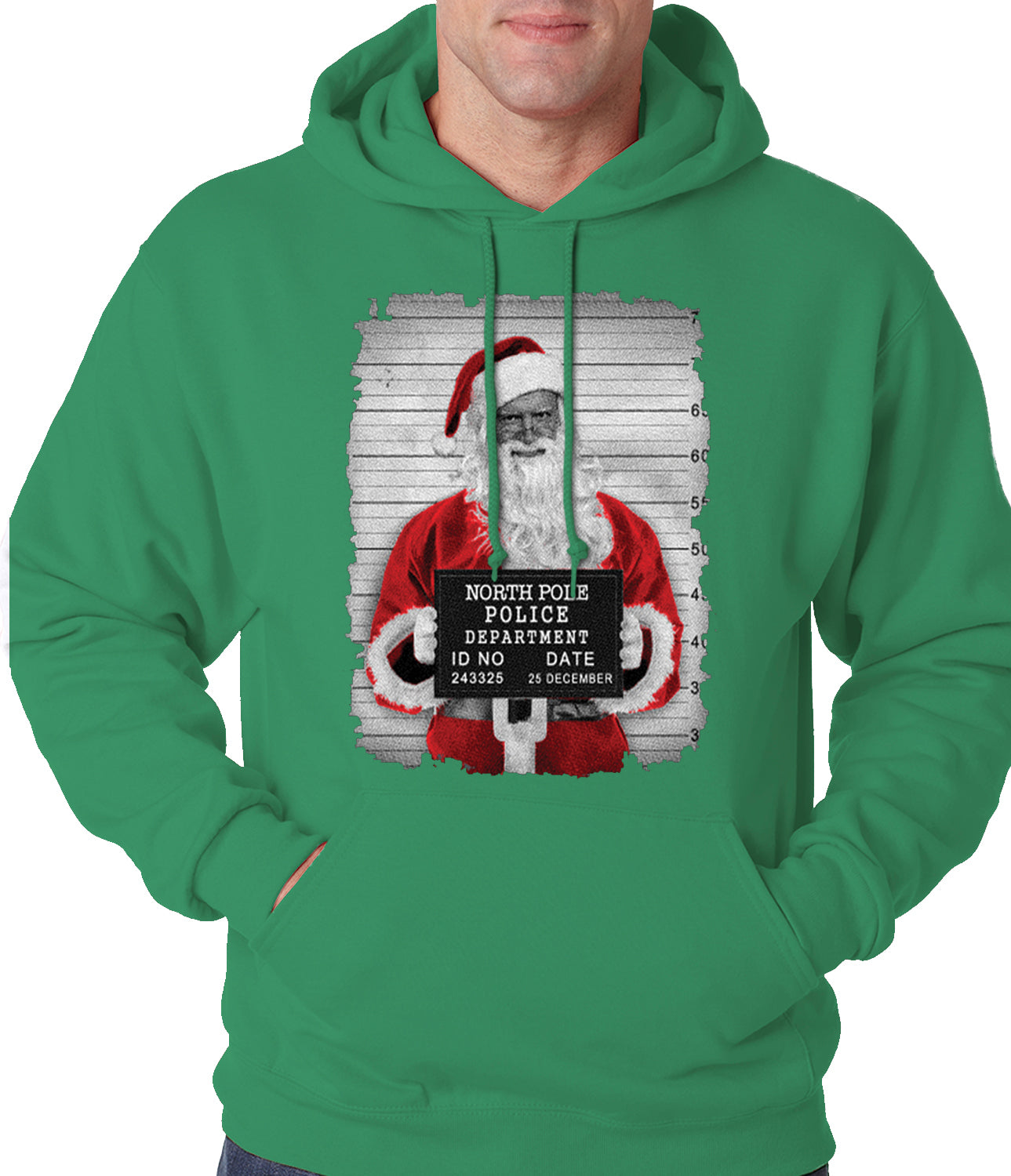 Santa Mug Shot Funny Adult Hoodie